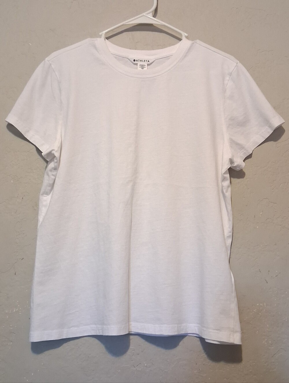 Athleta Crewneck‎ Short Sleeve T-Shirt White SzL 100% Cotton Summer Basic  25